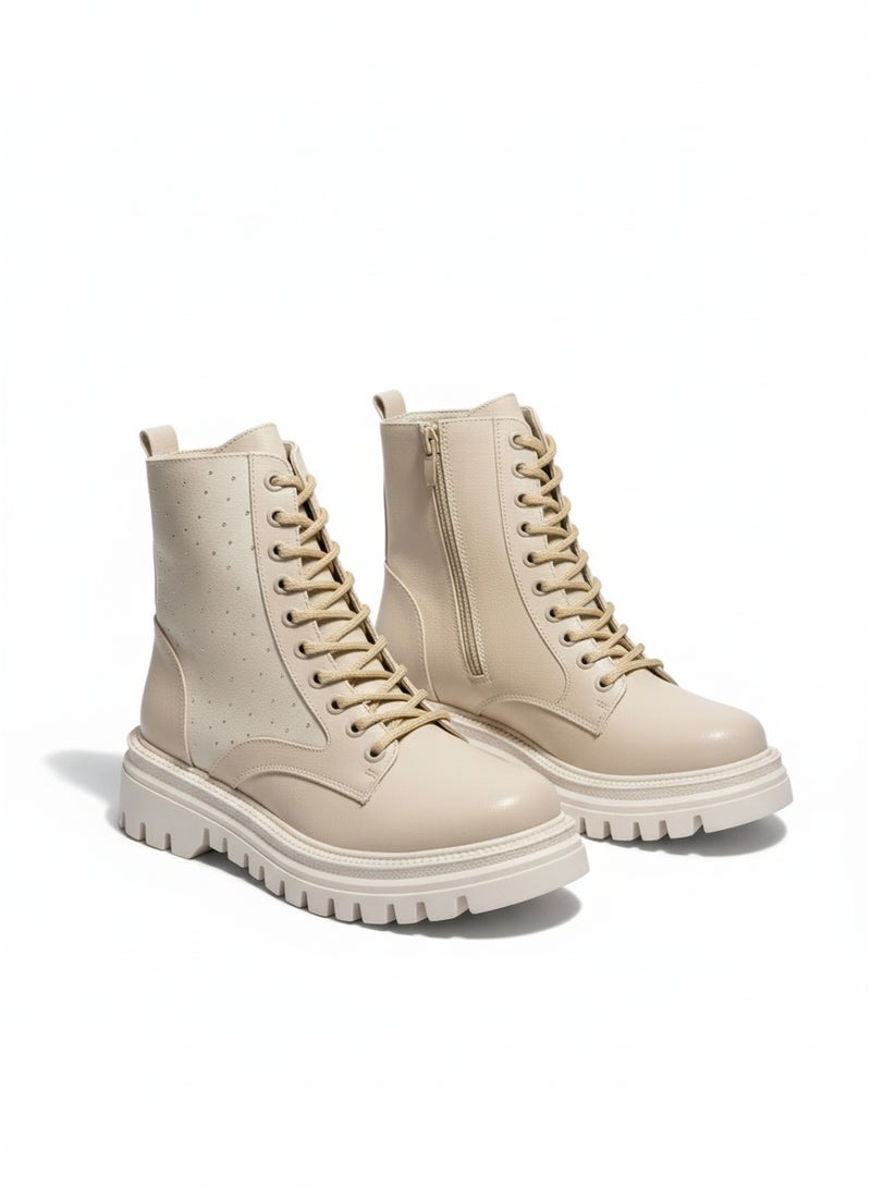 فيبراندا بوت أنيق بتصميم عصري مرصع بنقاط لامعة B-50-بيج - Image 3